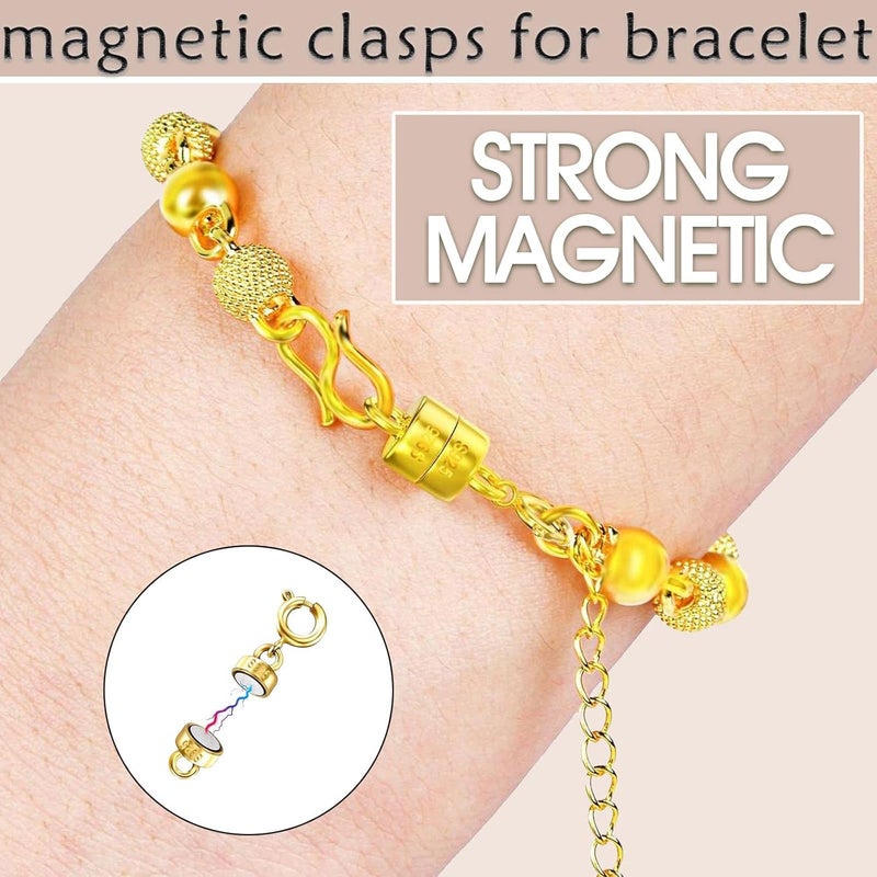 OHINGLT 14K Gold Plated 925 Sterling Silver Magnetic Necklace Clasps and Closures,Gold and Silver Bracelet Clasp Converter for Jewelry Making Supplies,Chain Extender Connector for Bracelet - Image 3